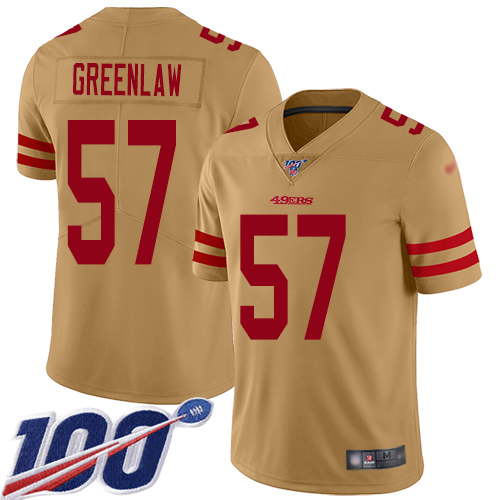 San Francisco 49ers Limited Gold Men Dre Greenlaw NFL Jersey #57 100th Season Vapor Untouchable Inverted